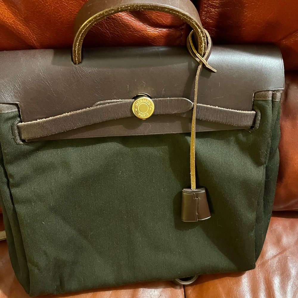 Hermes Herbag A Dos Backpack Wool and Leather